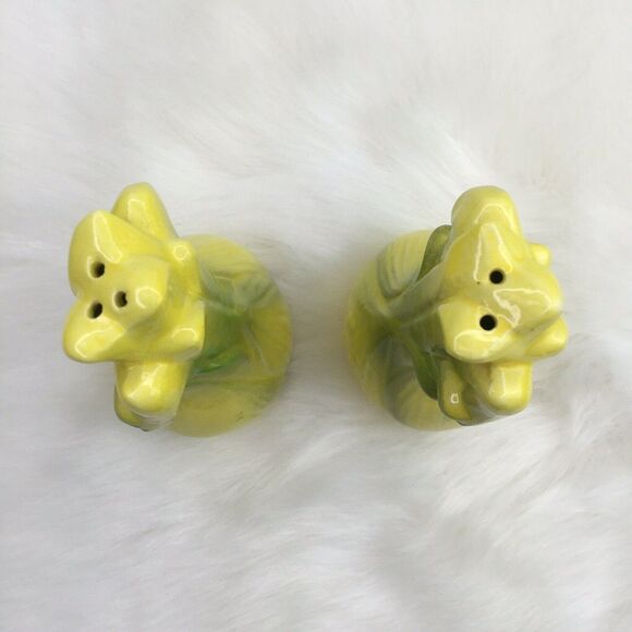 Vintage 50s 60s Yellow Onion Smiley Ceramic Salt Pepper Seasoning Shakers Japan - Picture 7 of 9